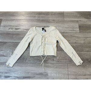 Rue 21 cream, distressed, semi crop sweater size XL